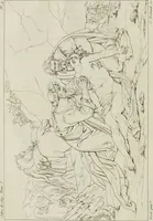 An illustration from Annales du musée et de l'école moderne des beaux-arts : recueil de gravures au trait, d'après les principaux ouvrages de peinture, sculpture, ou projets d'architecture, qui, chaque année, ont remporté le prix, soit aux écoles spéciales, soit aux concours nationaux : les productions des artistes en tous genres, qui, aux différentes expositions, ont été citées avec éloges : les morceaux les plus estimés ou inédits de la galerie de peinture : la suite complète de celle des antiques : édifices anciens et modernes, etc. (1800)