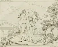 Picture 9 of 137 from Annales du musée et de l'école moderne des beaux-arts : recueil de gravures au trait, d'après les principaux ouvrages de peinture, sculpture, ou projets d'architecture, qui, chaque année, ont remporté le prix, soit aux écoles spéciales, soit aux concours nationaux : les productions des artistes en tous genres, qui, aux différentes expositions, ont été citées avec éloges : les morceaux les plus estimés ou inédits de la galerie de peinture : la suite complète de celle des antiques : édifices anciens et modernes, etc. (1800), leaf 43