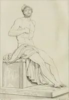 An illustration from Annales du musée et de l'école moderne des beaux-arts : recueil de gravures au trait, d'après les principaux ouvrages de peinture, sculpture, ou projets d'architecture, qui, chaque année, ont remporté le prix, soit aux écoles spéciales, soit aux concours nationaux : les productions des artistes en tous genres, qui, aux différentes expositions, ont été citées avec éloges : les morceaux les plus estimés ou inédits de la galerie de peinture : la suite complète de celle des antiques : édifices anciens et modernes, etc. (1800)