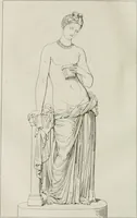 An illustration from Annales du musée et de l'école moderne des beaux-arts : recueil de gravures au trait, d'après les principaux ouvrages de peinture, sculpture, ou projets d'architecture, qui, chaque année, ont remporté le prix, soit aux écoles spéciales, soit aux concours nationaux : les productions des artistes en tous genres, qui, aux différentes expositions, ont été citées avec éloges : les morceaux les plus estimés ou inédits de la galerie de peinture : la suite complète de celle des antiques : édifices anciens et modernes, etc. (1800)