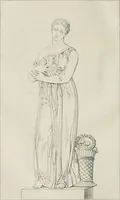 An illustration from Annales du musée et de l'école moderne des beaux-arts : recueil de gravures au trait, d'après les principaux ouvrages de peinture, sculpture, ou projets d'architecture, qui, chaque année, ont remporté le prix, soit aux écoles spéciales, soit aux concours nationaux : les productions des artistes en tous genres, qui, aux différentes expositions, ont été citées avec éloges : les morceaux les plus estimés ou inédits de la galerie de peinture : la suite complète de celle des antiques : édifices anciens et modernes, etc. (1800)