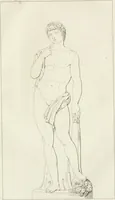 An illustration from Annales du musée et de l'école moderne des beaux-arts : recueil de gravures au trait, d'après les principaux ouvrages de peinture, sculpture, ou projets d'architecture, qui, chaque année, ont remporté le prix, soit aux écoles spéciales, soit aux concours nationaux : les productions des artistes en tous genres, qui, aux différentes expositions, ont été citées avec éloges : les morceaux les plus estimés ou inédits de la galerie de peinture : la suite complète de celle des antiques : édifices anciens et modernes, etc. (1800)