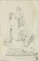 An illustration from Annales du musée et de l'école moderne des beaux-arts : recueil de gravures au trait, d'après les principaux ouvrages de peinture, sculpture, ou projets d'architecture, qui, chaque année, ont remporté le prix, soit aux écoles spéciales, soit aux concours nationaux : les productions des artistes en tous genres, qui, aux différentes expositions, ont été citées avec éloges : les morceaux les plus estimés ou inédits de la galerie de peinture : la suite complète de celle des antiques : édifices anciens et modernes, etc. (1800)