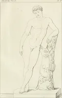 An illustration from Annales du musée et de l'école moderne des beaux-arts : recueil de gravures au trait, d'après les principaux ouvrages de peinture, sculpture, ou projets d'architecture, qui, chaque année, ont remporté le prix, soit aux écoles spéciales, soit aux concours nationaux : les productions des artistes en tous genres, qui, aux différentes expositions, ont été citées avec éloges : les morceaux les plus estimés ou inédits de la galerie de peinture : la suite complète de celle des antiques : édifices anciens et modernes, etc. (1800)