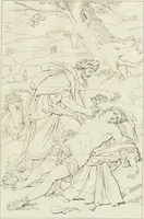 Picture 13 of 137 from Annales du musée et de l'école moderne des beaux-arts : recueil de gravures au trait, d'après les principaux ouvrages de peinture, sculpture, ou projets d'architecture, qui, chaque année, ont remporté le prix, soit aux écoles spéciales, soit aux concours nationaux : les productions des artistes en tous genres, qui, aux différentes expositions, ont été citées avec éloges : les morceaux les plus estimés ou inédits de la galerie de peinture : la suite complète de celle des antiques : édifices anciens et modernes, etc. (1800), leaf 60