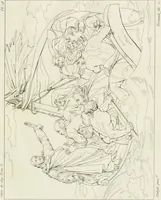 An illustration from Annales du musée et de l'école moderne des beaux-arts : recueil de gravures au trait, d'après les principaux ouvrages de peinture, sculpture, ou projets d'architecture, qui, chaque année, ont remporté le prix, soit aux écoles spéciales, soit aux concours nationaux : les productions des artistes en tous genres, qui, aux différentes expositions, ont été citées avec éloges : les morceaux les plus estimés ou inédits de la galerie de peinture : la suite complète de celle des antiques : édifices anciens et modernes, etc. (1800)