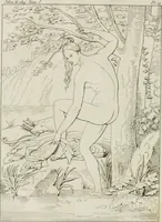 An illustration from Annales du musée et de l'école moderne des beaux-arts : recueil de gravures au trait, d'après les principaux ouvrages de peinture, sculpture, ou projets d'architecture, qui, chaque année, ont remporté le prix, soit aux écoles spéciales, soit aux concours nationaux : les productions des artistes en tous genres, qui, aux différentes expositions, ont été citées avec éloges : les morceaux les plus estimés ou inédits de la galerie de peinture : la suite complète de celle des antiques : édifices anciens et modernes, etc. (1800)