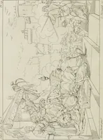 An illustration from Annales du musée et de l'école moderne des beaux-arts : recueil de gravures au trait, d'après les principaux ouvrages de peinture, sculpture, ou projets d'architecture, qui, chaque année, ont remporté le prix, soit aux écoles spéciales, soit aux concours nationaux : les productions des artistes en tous genres, qui, aux différentes expositions, ont été citées avec éloges : les morceaux les plus estimés ou inédits de la galerie de peinture : la suite complète de celle des antiques : édifices anciens et modernes, etc. (1800)