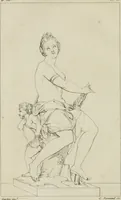 An illustration from Annales du musée et de l'école moderne des beaux-arts : recueil de gravures au trait, d'après les principaux ouvrages de peinture, sculpture, ou projets d'architecture, qui, chaque année, ont remporté le prix, soit aux écoles spéciales, soit aux concours nationaux : les productions des artistes en tous genres, qui, aux différentes expositions, ont été citées avec éloges : les morceaux les plus estimés ou inédits de la galerie de peinture : la suite complète de celle des antiques : édifices anciens et modernes, etc. (1800)