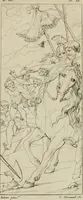 An illustration from Annales du musée et de l'école moderne des beaux-arts : recueil de gravures au trait, d'après les principaux ouvrages de peinture, sculpture, ou projets d'architecture, qui, chaque année, ont remporté le prix, soit aux écoles spéciales, soit aux concours nationaux : les productions des artistes en tous genres, qui, aux différentes expositions, ont été citées avec éloges : les morceaux les plus estimés ou inédits de la galerie de peinture : la suite complète de celle des antiques : édifices anciens et modernes, etc. (1800)