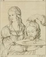 An illustration from Annales du musée et de l'école moderne des beaux-arts : recueil de gravures au trait, d'après les principaux ouvrages de peinture, sculpture, ou projets d'architecture, qui, chaque année, ont remporté le prix, soit aux écoles spéciales, soit aux concours nationaux : les productions des artistes en tous genres, qui, aux différentes expositions, ont été citées avec éloges : les morceaux les plus estimés ou inédits de la galerie de peinture : la suite complète de celle des antiques : édifices anciens et modernes, etc. (1800)