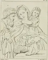An illustration from Annales du musée et de l'école moderne des beaux-arts : recueil de gravures au trait, d'après les principaux ouvrages de peinture, sculpture, ou projets d'architecture, qui, chaque année, ont remporté le prix, soit aux écoles spéciales, soit aux concours nationaux : les productions des artistes en tous genres, qui, aux différentes expositions, ont été citées avec éloges : les morceaux les plus estimés ou inédits de la galerie de peinture : la suite complète de celle des antiques : édifices anciens et modernes, etc. (1800)