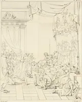 An illustration from Annales du musée et de l'école moderne des beaux-arts : recueil de gravures au trait, d'après les principaux ouvrages de peinture, sculpture, ou projets d'architecture, qui, chaque année, ont remporté le prix, soit aux écoles spéciales, soit aux concours nationaux : les productions des artistes en tous genres, qui, aux différentes expositions, ont été citées avec éloges : les morceaux les plus estimés ou inédits de la galerie de peinture : la suite complète de celle des antiques : édifices anciens et modernes, etc. (1800)