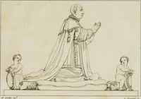 Picture 55 of 76 from Annales du musée et de l'école moderne des beaux-arts : recueil de gravures au trait, d'après les principaux ouvrages de peinture, sculpture, ou projets d'architecture, qui, chaque année, ont remporté le prix, soit aux écoles spéciales, soit aux concours nationaux : les productions des artistes en tous genres, qui, aux différentes expositions, ont été citées avec éloges : les morceaux les plus estimés ou inédits de la galerie de peinture : la suite complète de celle des antiques : édifices anciens et modernes, etc. (1800), leaf 207