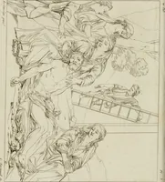 An illustration from Annales du musée et de l'école moderne des beaux-arts : recueil de gravures au trait, d'après les principaux ouvrages de peinture, sculpture, ou projets d'architecture, qui, chaque année, ont remporté le prix, soit aux écoles spéciales, soit aux concours nationaux : les productions des artistes en tous genres, qui, aux différentes expositions, ont été citées avec éloges : les morceaux les plus estimés ou inédits de la galerie de peinture : la suite complète de celle des antiques : édifices anciens et modernes, etc. (1800)