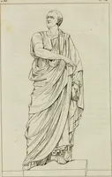An illustration from Annales du musée et de l'école moderne des beaux-arts : recueil de gravures au trait, d'après les principaux ouvrages de peinture, sculpture, ou projets d'architecture, qui, chaque année, ont remporté le prix, soit aux écoles spéciales, soit aux concours nationaux : les productions des artistes en tous genres, qui, aux différentes expositions, ont été citées avec éloges : les morceaux les plus estimés ou inédits de la galerie de peinture : la suite complète de celle des antiques : édifices anciens et modernes, etc. (1800)
