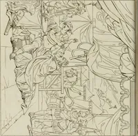 An illustration from Annales du musée et de l'école moderne des beaux-arts : recueil de gravures au trait, d'après les principaux ouvrages de peinture, sculpture, ou projets d'architecture, qui, chaque année, ont remporté le prix, soit aux écoles spéciales, soit aux concours nationaux : les productions des artistes en tous genres, qui, aux différentes expositions, ont été citées avec éloges : les morceaux les plus estimés ou inédits de la galerie de peinture : la suite complète de celle des antiques : édifices anciens et modernes, etc. (1800)