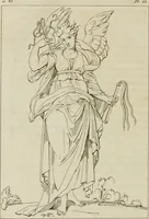 An illustration from Annales du musée et de l'école moderne des beaux-arts : recueil de gravures au trait, d'après les principaux ouvrages de peinture, sculpture, ou projets d'architecture, qui, chaque année, ont remporté le prix, soit aux écoles spéciales, soit aux concours nationaux : les productions des artistes en tous genres, qui, aux différentes expositions, ont été citées avec éloges : les morceaux les plus estimés ou inédits de la galerie de peinture : la suite complète de celle des antiques : édifices anciens et modernes, etc. (1800)