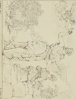 An illustration from Annales du musée et de l'école moderne des beaux-arts : recueil de gravures au trait, d'après les principaux ouvrages de peinture, sculpture, ou projets d'architecture, qui, chaque année, ont remporté le prix, soit aux écoles spéciales, soit aux concours nationaux : les productions des artistes en tous genres, qui, aux différentes expositions, ont été citées avec éloges : les morceaux les plus estimés ou inédits de la galerie de peinture : la suite complète de celle des antiques : édifices anciens et modernes, etc. (1800)