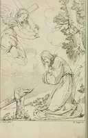 An illustration from Annales du musée et de l'école moderne des beaux-arts : recueil de gravures au trait, d'après les principaux ouvrages de peinture, sculpture, ou projets d'architecture, qui, chaque année, ont remporté le prix, soit aux écoles spéciales, soit aux concours nationaux : les productions des artistes en tous genres, qui, aux différentes expositions, ont été citées avec éloges : les morceaux les plus estimés ou inédits de la galerie de peinture : la suite complète de celle des antiques : édifices anciens et modernes, etc. (1800)