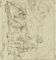 An illustration from Annales du musée et de l'école moderne des beaux-arts : recueil de gravures au trait, d'après les principaux ouvrages de peinture, sculpture, ou projets d'architecture, qui, chaque année, ont remporté le prix, soit aux écoles spéciales, soit aux concours nationaux : les productions des artistes en tous genres, qui, aux différentes expositions, ont été citées avec éloges : les morceaux les plus estimés ou inédits de la galerie de peinture : la suite complète de celle des antiques : édifices anciens et modernes, etc. (1800)