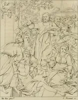 Picture 39 of 74 from Annales du musée et de l'école moderne des beaux-arts : recueil de gravures au trait, d'après les principaux ouvrages de peinture, sculpture, ou projets d'architecture, qui, chaque année, ont remporté le prix, soit aux écoles spéciales, soit aux concours nationaux : les productions des artistes en tous genres, qui, aux différentes expositions, ont été citées avec éloges : les morceaux les plus estimés ou inédits de la galerie de peinture : la suite complète de celle des antiques : édifices anciens et modernes, etc. (1800), leaf 153