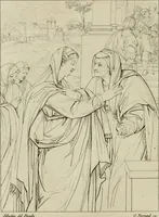 An illustration from Annales du musée et de l'école moderne des beaux-arts : recueil de gravures au trait, d'après les principaux ouvrages de peinture, sculpture, ou projets d'architecture, qui, chaque année, ont remporté le prix, soit aux écoles spéciales, soit aux concours nationaux : les productions des artistes en tous genres, qui, aux différentes expositions, ont été citées avec éloges : les morceaux les plus estimés ou inédits de la galerie de peinture : la suite complète de celle des antiques : édifices anciens et modernes, etc. (1800)