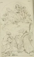 An illustration from Annales du musée et de l'école moderne des beaux-arts : recueil de gravures au trait, d'après les principaux ouvrages de peinture, sculpture, ou projets d'architecture, qui, chaque année, ont remporté le prix, soit aux écoles spéciales, soit aux concours nationaux : les productions des artistes en tous genres, qui, aux différentes expositions, ont été citées avec éloges : les morceaux les plus estimés ou inédits de la galerie de peinture : la suite complète de celle des antiques : édifices anciens et modernes, etc. (1800)