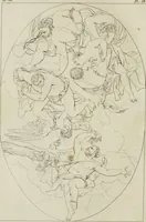 An illustration from Annales du musée et de l'école moderne des beaux-arts : recueil de gravures au trait, d'après les principaux ouvrages de peinture, sculpture, ou projets d'architecture, qui, chaque année, ont remporté le prix, soit aux écoles spéciales, soit aux concours nationaux : les productions des artistes en tous genres, qui, aux différentes expositions, ont été citées avec éloges : les morceaux les plus estimés ou inédits de la galerie de peinture : la suite complète de celle des antiques : édifices anciens et modernes, etc. (1800)