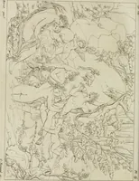 An illustration from Annales du musée et de l'école moderne des beaux-arts : recueil de gravures au trait, d'après les principaux ouvrages de peinture, sculpture, ou projets d'architecture, qui, chaque année, ont remporté le prix, soit aux écoles spéciales, soit aux concours nationaux : les productions des artistes en tous genres, qui, aux différentes expositions, ont été citées avec éloges : les morceaux les plus estimés ou inédits de la galerie de peinture : la suite complète de celle des antiques : édifices anciens et modernes, etc. (1800)