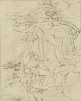 An illustration from Annales du musée et de l'école moderne des beaux-arts : recueil de gravures au trait, d'après les principaux ouvrages de peinture, sculpture, ou projets d'architecture, qui, chaque année, ont remporté le prix, soit aux écoles spéciales, soit aux concours nationaux : les productions des artistes en tous genres, qui, aux différentes expositions, ont été citées avec éloges : les morceaux les plus estimés ou inédits de la galerie de peinture : la suite complète de celle des antiques : édifices anciens et modernes, etc. (1800)