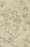 Picture 66 of 74 from Annales du musée et de l'école moderne des beaux-arts : recueil de gravures au trait, d'après les principaux ouvrages de peinture, sculpture, ou projets d'architecture, qui, chaque année, ont remporté le prix, soit aux écoles spéciales, soit aux concours nationaux : les productions des artistes en tous genres, qui, aux différentes expositions, ont été citées avec éloges : les morceaux les plus estimés ou inédits de la galerie de peinture : la suite complète de celle des antiques : édifices anciens et modernes, etc. (1800), leaf 261