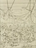 An illustration from Annales du musée et de l'école moderne des beaux-arts : recueil de gravures au trait, d'après les principaux ouvrages de peinture, sculpture, ou projets d'architecture, qui, chaque année, ont remporté le prix, soit aux écoles spéciales, soit aux concours nationaux : les productions des artistes en tous genres, qui, aux différentes expositions, ont été citées avec éloges : les morceaux les plus estimés ou inédits de la galerie de peinture : la suite complète de celle des antiques : édifices anciens et modernes, etc. (1800)