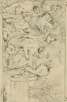 An illustration from Annales du musée et de l'école moderne des beaux-arts : recueil de gravures au trait, d'après les principaux ouvrages de peinture, sculpture, ou projets d'architecture, qui, chaque année, ont remporté le prix, soit aux écoles spéciales, soit aux concours nationaux : les productions des artistes en tous genres, qui, aux différentes expositions, ont été citées avec éloges : les morceaux les plus estimés ou inédits de la galerie de peinture : la suite complète de celle des antiques : édifices anciens et modernes, etc. (1800)