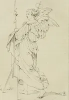 An illustration from Annales du musée et de l'école moderne des beaux-arts : recueil de gravures au trait, d'après les principaux ouvrages de peinture, sculpture, ou projets d'architecture, qui, chaque année, ont remporté le prix, soit aux écoles spéciales, soit aux concours nationaux : les productions des artistes en tous genres, qui, aux différentes expositions, ont été citées avec éloges : les morceaux les plus estimés ou inédits de la galerie de peinture : la suite complète de celle des antiques : édifices anciens et modernes, etc. (1800)