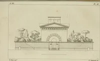 An illustration from Annales du musée et de l'école moderne des beaux-arts : recueil de gravures au trait, d'après les principaux ouvrages de peinture, sculpture, ou projets d'architecture, qui, chaque année, ont remporté le prix, soit aux écoles spéciales, soit aux concours nationaux : les productions des artistes en tous genres, qui, aux différentes expositions, ont été citées avec éloges : les morceaux les plus estimés ou inédits de la galerie de peinture : la suite complète de celle des antiques : édifices anciens et modernes, etc. (1800)