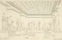 Picture 2 of 76 from Annales du musée et de l'école moderne des beaux-arts : recueil de gravures au trait, d'après les principaux ouvrages de peinture, sculpture, ou projets d'architecture, qui, chaque année, ont remporté le prix, soit aux écoles spéciales, soit aux concours nationaux : les productions des artistes en tous genres, qui, aux différentes expositions, ont été citées avec éloges : les morceaux les plus estimés ou inédits de la galerie de peinture : la suite complète de celle des antiques : édifices anciens et modernes, etc. (1800), leaf 12