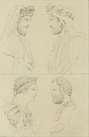 An illustration from Annales du musée et de l'école moderne des beaux-arts : recueil de gravures au trait, d'après les principaux ouvrages de peinture, sculpture, ou projets d'architecture, qui, chaque année, ont remporté le prix, soit aux écoles spéciales, soit aux concours nationaux : les productions des artistes en tous genres, qui, aux différentes expositions, ont été citées avec éloges : les morceaux les plus estimés ou inédits de la galerie de peinture : la suite complète de celle des antiques : édifices anciens et modernes, etc. (1800)