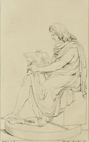 An illustration from Annales du musée et de l'école moderne des beaux-arts : recueil de gravures au trait, d'après les principaux ouvrages de peinture, sculpture, ou projets d'architecture, qui, chaque année, ont remporté le prix, soit aux écoles spéciales, soit aux concours nationaux : les productions des artistes en tous genres, qui, aux différentes expositions, ont été citées avec éloges : les morceaux les plus estimés ou inédits de la galerie de peinture : la suite complète de celle des antiques : édifices anciens et modernes, etc. (1800)