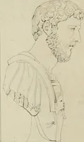 An illustration from Annales du musée et de l'école moderne des beaux-arts : recueil de gravures au trait, d'après les principaux ouvrages de peinture, sculpture, ou projets d'architecture, qui, chaque année, ont remporté le prix, soit aux écoles spéciales, soit aux concours nationaux : les productions des artistes en tous genres, qui, aux différentes expositions, ont été citées avec éloges : les morceaux les plus estimés ou inédits de la galerie de peinture : la suite complète de celle des antiques : édifices anciens et modernes, etc. (1800)