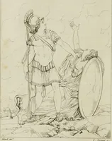 Picture 41 of 76 from Annales du musée et de l'école moderne des beaux-arts : recueil de gravures au trait, d'après les principaux ouvrages de peinture, sculpture, ou projets d'architecture, qui, chaque année, ont remporté le prix, soit aux écoles spéciales, soit aux concours nationaux : les productions des artistes en tous genres, qui, aux différentes expositions, ont été citées avec éloges : les morceaux les plus estimés ou inédits de la galerie de peinture : la suite complète de celle des antiques : édifices anciens et modernes, etc. (1800), leaf 145
