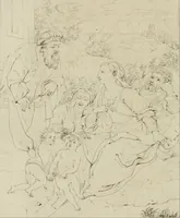 Picture 46 of 76 from Annales du musée et de l'école moderne des beaux-arts : recueil de gravures au trait, d'après les principaux ouvrages de peinture, sculpture, ou projets d'architecture, qui, chaque année, ont remporté le prix, soit aux écoles spéciales, soit aux concours nationaux : les productions des artistes en tous genres, qui, aux différentes expositions, ont été citées avec éloges : les morceaux les plus estimés ou inédits de la galerie de peinture : la suite complète de celle des antiques : édifices anciens et modernes, etc. (1800), leaf 165