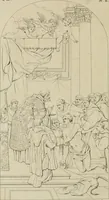 An illustration from Annales du musée et de l'école moderne des beaux-arts : recueil de gravures au trait, d'après les principaux ouvrages de peinture, sculpture, ou projets d'architecture, qui, chaque année, ont remporté le prix, soit aux écoles spéciales, soit aux concours nationaux : les productions des artistes en tous genres, qui, aux différentes expositions, ont été citées avec éloges : les morceaux les plus estimés ou inédits de la galerie de peinture : la suite complète de celle des antiques : édifices anciens et modernes, etc. (1800)
