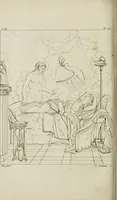 An illustration from Annales du musée et de l'école moderne des beaux-arts : recueil de gravures au trait, d'après les principaux ouvrages de peinture, sculpture, ou projets d'architecture, qui, chaque année, ont remporté le prix, soit aux écoles spéciales, soit aux concours nationaux : les productions des artistes en tous genres, qui, aux différentes expositions, ont été citées avec éloges : les morceaux les plus estimés ou inédits de la galerie de peinture : la suite complète de celle des antiques : édifices anciens et modernes, etc. (1800)