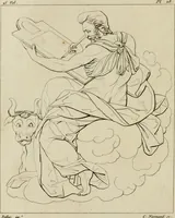 Picture 18 of 76 from Annales du musée et de l'école moderne des beaux-arts : recueil de gravures au trait, d'après les principaux ouvrages de peinture, sculpture, ou projets d'architecture, qui, chaque année, ont remporté le prix, soit aux écoles spéciales, soit aux concours nationaux : les productions des artistes en tous genres, qui, aux différentes expositions, ont été citées avec éloges : les morceaux les plus estimés ou inédits de la galerie de peinture : la suite complète de celle des antiques : édifices anciens et modernes, etc. (1800), leaf 65