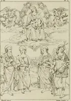 An illustration from Annales du musée et de l'école moderne des beaux-arts : recueil de gravures au trait, d'après les principaux ouvrages de peinture, sculpture, ou projets d'architecture, qui, chaque année, ont remporté le prix, soit aux écoles spéciales, soit aux concours nationaux : les productions des artistes en tous genres, qui, aux différentes expositions, ont été citées avec éloges : les morceaux les plus estimés ou inédits de la galerie de peinture : la suite complète de celle des antiques : édifices anciens et modernes, etc. (1800)