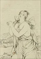 Picture 24 of 76 from Annales du musée et de l'école moderne des beaux-arts : recueil de gravures au trait, d'après les principaux ouvrages de peinture, sculpture, ou projets d'architecture, qui, chaque année, ont remporté le prix, soit aux écoles spéciales, soit aux concours nationaux : les productions des artistes en tous genres, qui, aux différentes expositions, ont été citées avec éloges : les morceaux les plus estimés ou inédits de la galerie de peinture : la suite complète de celle des antiques : édifices anciens et modernes, etc. (1800), leaf 89