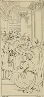 An illustration from Annales du musée et de l'école moderne des beaux-arts : recueil de gravures au trait, d'après les principaux ouvrages de peinture, sculpture, ou projets d'architecture, qui, chaque année, ont remporté le prix, soit aux écoles spéciales, soit aux concours nationaux : les productions des artistes en tous genres, qui, aux différentes expositions, ont été citées avec éloges : les morceaux les plus estimés ou inédits de la galerie de peinture : la suite complète de celle des antiques : édifices anciens et modernes, etc. (1800)