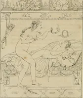 An illustration from Annales du musée et de l'école moderne des beaux-arts : recueil de gravures au trait, d'après les principaux ouvrages de peinture, sculpture, ou projets d'architecture, qui, chaque année, ont remporté le prix, soit aux écoles spéciales, soit aux concours nationaux : les productions des artistes en tous genres, qui, aux différentes expositions, ont été citées avec éloges : les morceaux les plus estimés ou inédits de la galerie de peinture : la suite complète de celle des antiques : édifices anciens et modernes, etc. (1800)