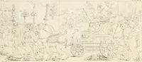 An illustration from Annales du musée et de l'école moderne des beaux-arts : recueil de gravures au trait, d'après les principaux ouvrages de peinture, sculpture, ou projets d'architecture, qui, chaque année, ont remporté le prix, soit aux écoles spéciales, soit aux concours nationaux : les productions des artistes en tous genres, qui, aux différentes expositions, ont été citées avec éloges : les morceaux les plus estimés ou inédits de la galerie de peinture : la suite complète de celle des antiques : édifices anciens et modernes, etc. (1800)
